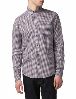 Long-Sleeve Gingham Shirt - Wine