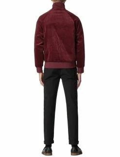 Cord/Faux Suede Track Jacket - Burgundy -clothing Shop 0053902 590 C