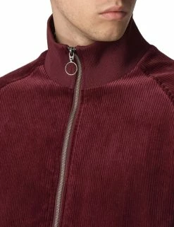 Cord/Faux Suede Track Jacket - Burgundy -clothing Shop 0053902 590 D