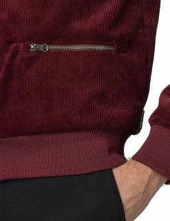 Cord/Faux Suede Track Jacket - Burgundy -clothing Shop 0053902 590 E