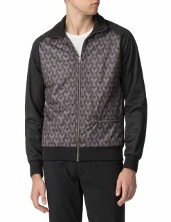 Printed Owl Track Jacket - Black