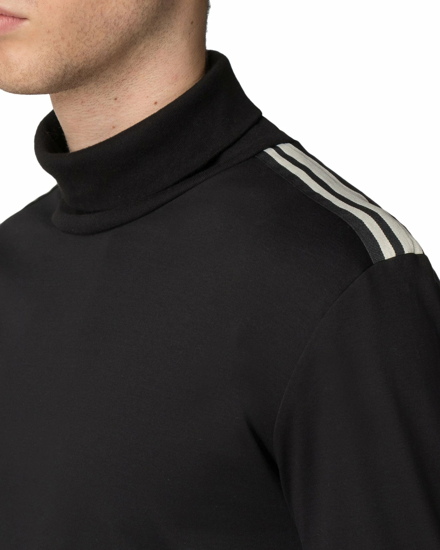 Turtleneck Jersey Stripe Top - Black 3 Turtleneck Jersey Stripe Top - Black - Image 3