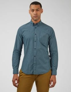 Signature Long-Sleeve Gingham Shirt - Dark Emerald -clothing Shop 0059141 701 A tss3kk scaled