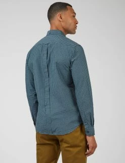 Signature Long-Sleeve Gingham Shirt - Dark Emerald -clothing Shop 0059141 701 C scaled