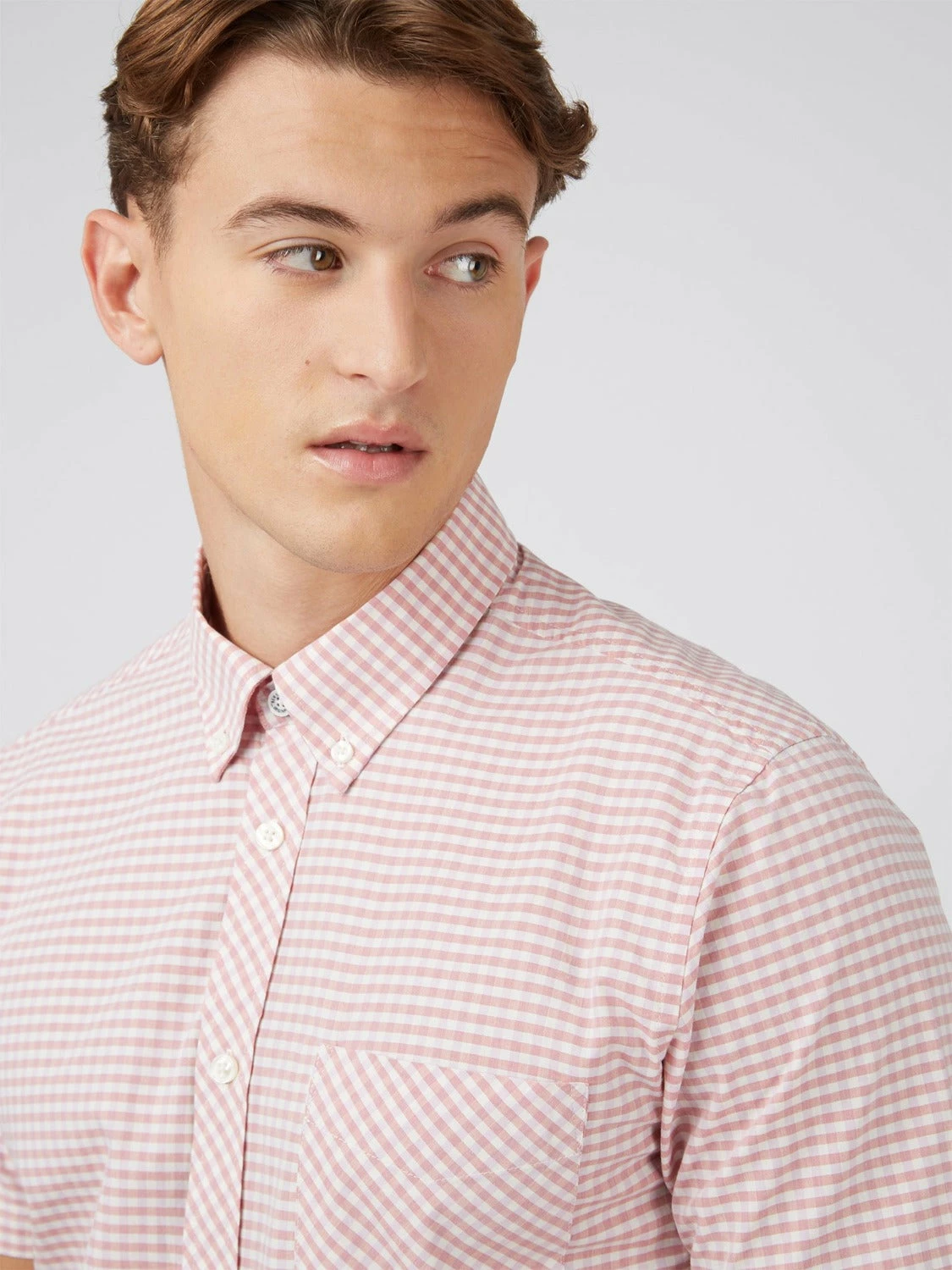 Signature Gingham Short-Sleeve Shirt - Raspberry 1 Signature Gingham Short-Sleeve Shirt - Raspberry