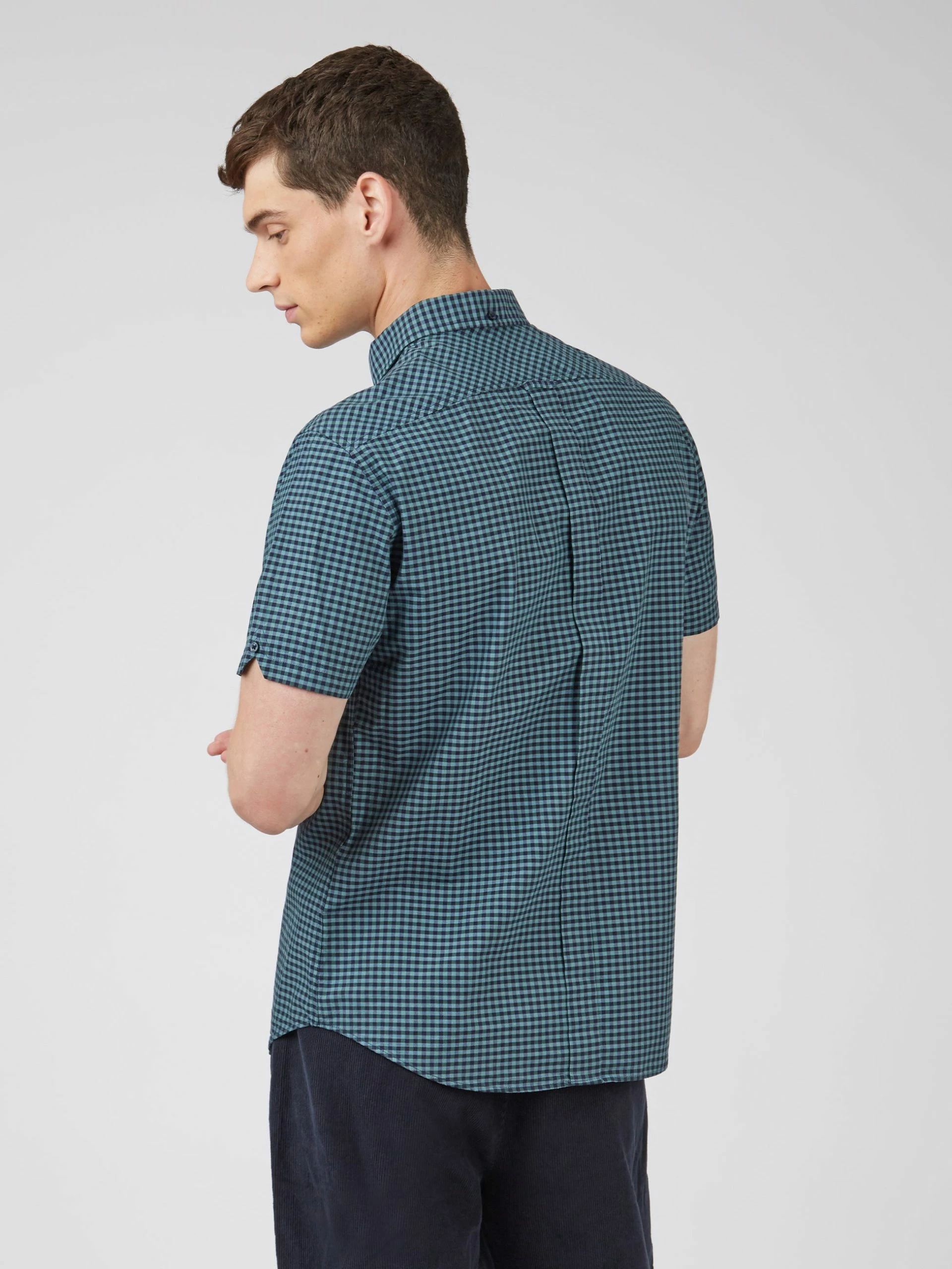 Signature Short-Sleeve Gingham Shirt - Dark Emerald 6 Signature Short-Sleeve Gingham Shirt - Dark Emerald - Image 6