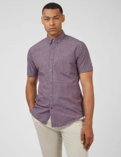 Signature Short-Sleeve Gingham Shirt - Violet