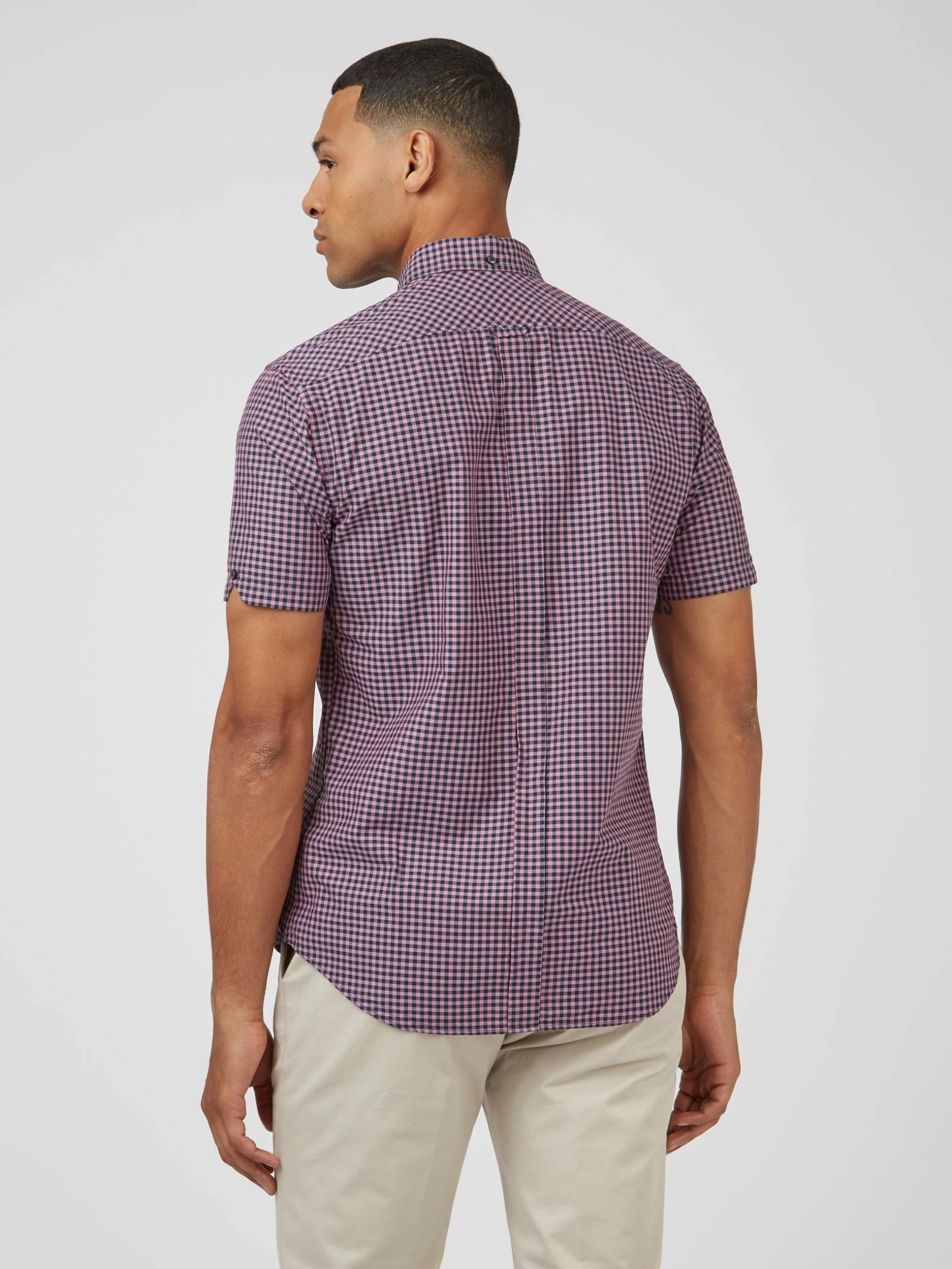 Signature Short-Sleeve Gingham Shirt - Violet 4 Signature Short-Sleeve Gingham Shirt - Violet - Image 4