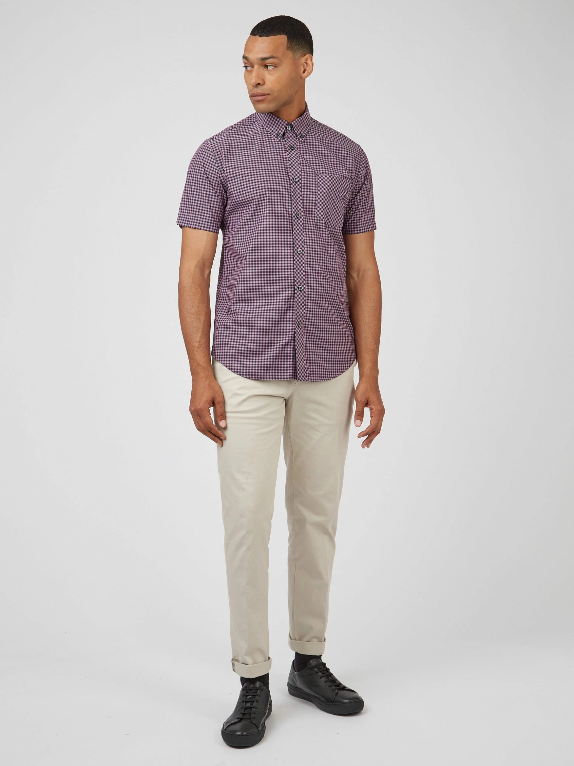 Signature Short-Sleeve Gingham Shirt - Violet 6 Signature Short-Sleeve Gingham Shirt - Violet - Image 6