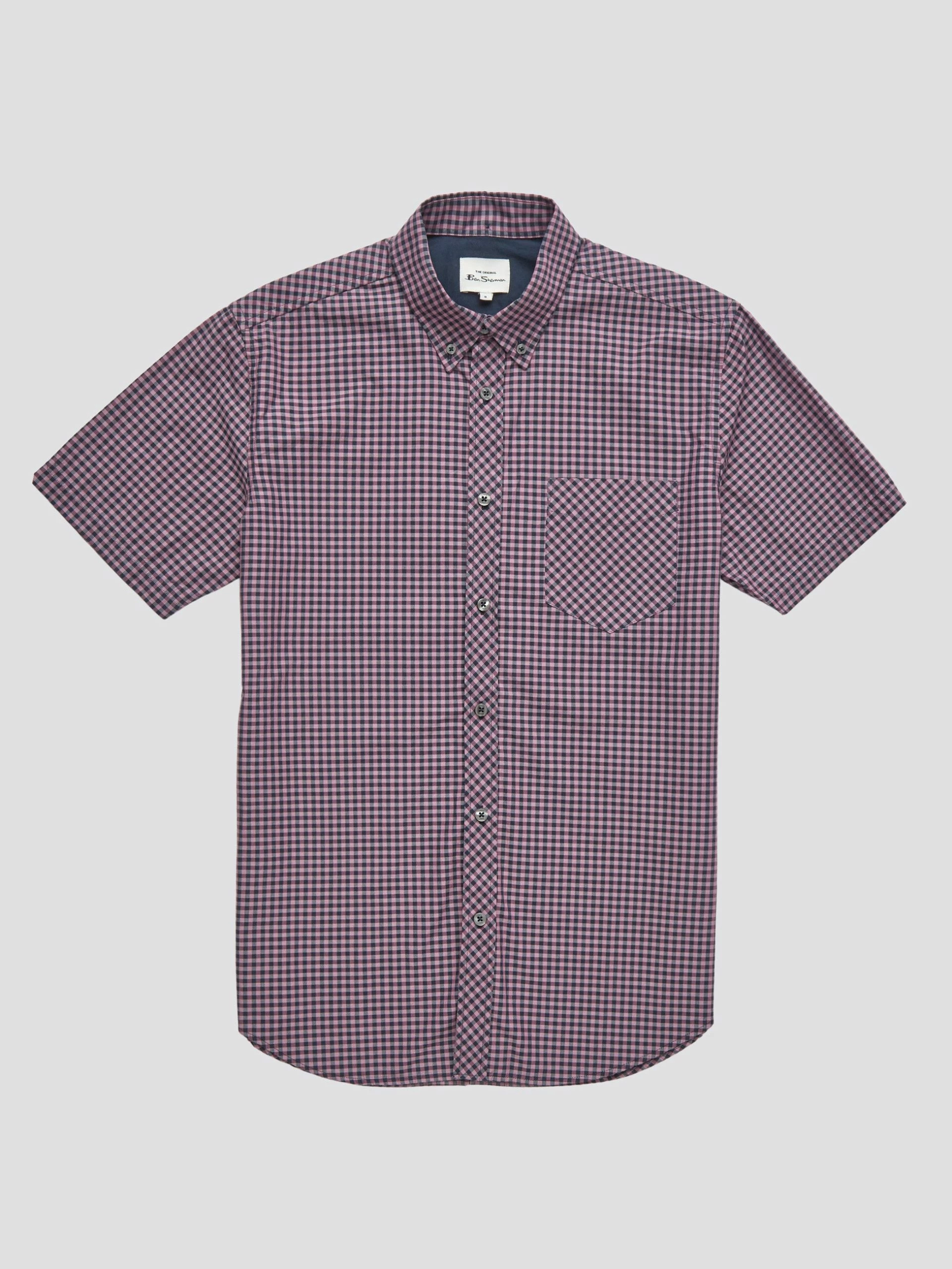 Signature Short-Sleeve Gingham Shirt - Violet 5 Signature Short-Sleeve Gingham Shirt - Violet - Image 5