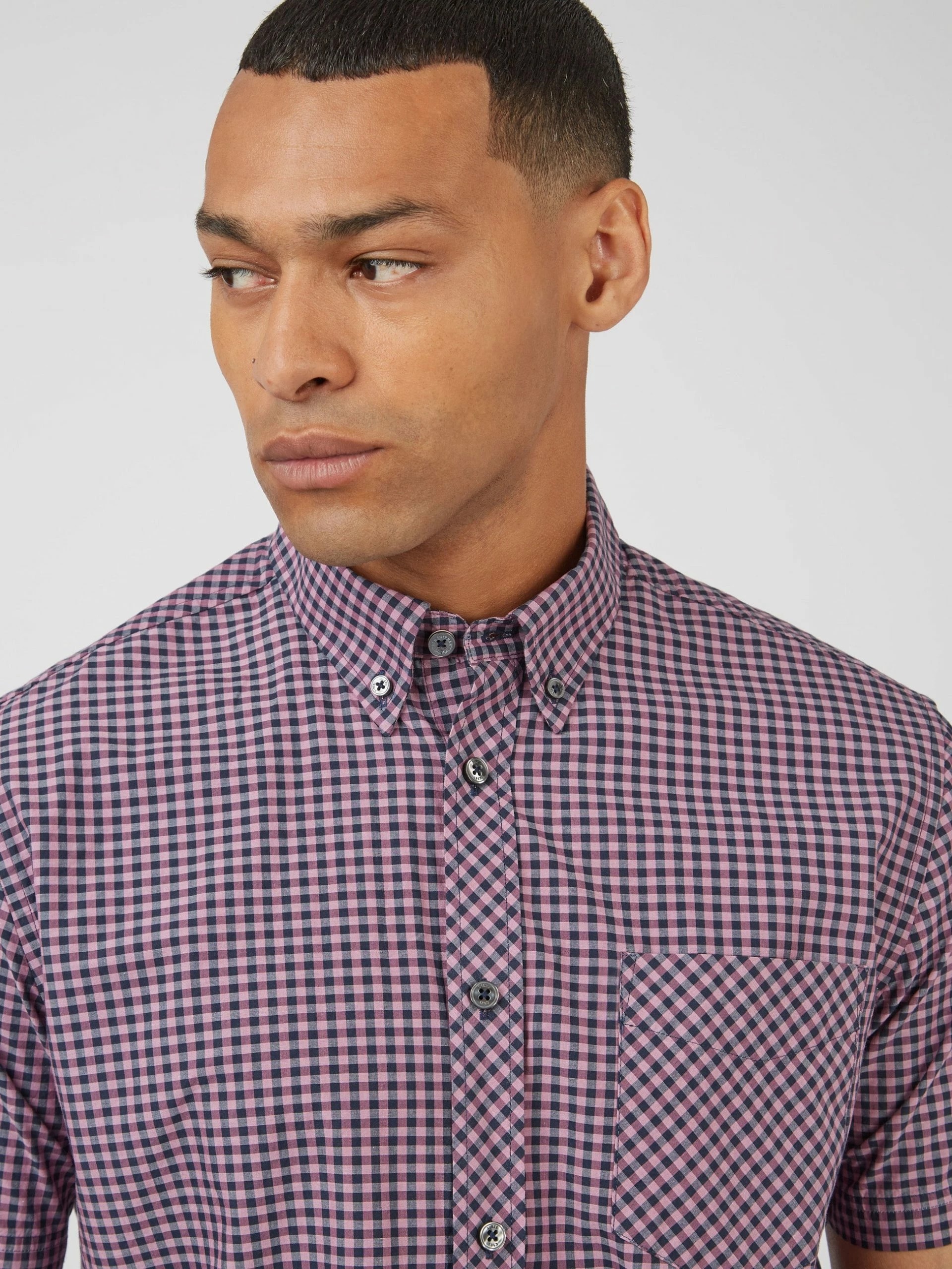 Signature Short-Sleeve Gingham Shirt - Violet 2 Signature Short-Sleeve Gingham Shirt - Violet - Image 2