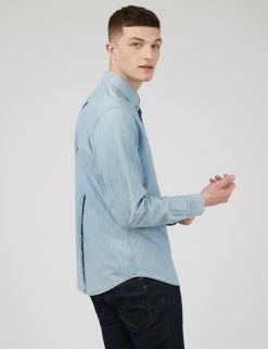 Long-Sleeve Chambray Shirt - Dusky Blue -clothing Shop 0059147 152 C scaled