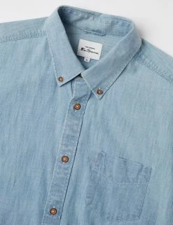 Long-Sleeve Chambray Shirt - Dusky Blue -clothing Shop 0059147 152 E bydugu scaled