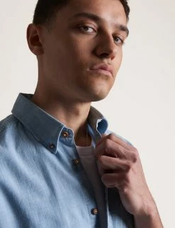 Long-Sleeve Chambray Shirt - Dusky Blue -clothing Shop 0059147 268 wvd8qc scaled