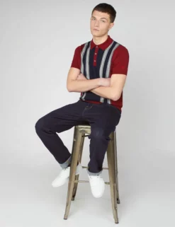Iconic Vertical Textured Stripe Mod Knit Polo - Red 7 Iconic Vertical Textured Stripe Mod Knit Polo - Red -clothing Shop 0063333C 550 B scaled