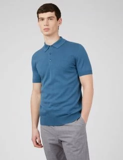 Short-Sleeve Signature Knit Polo - Wedgewood Blue -clothing Shop 0063352 110 A scaled