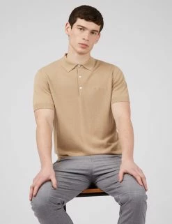 Short-Sleeve Signature Knit Polo - Sand -clothing Shop 0063352 310 B scaled