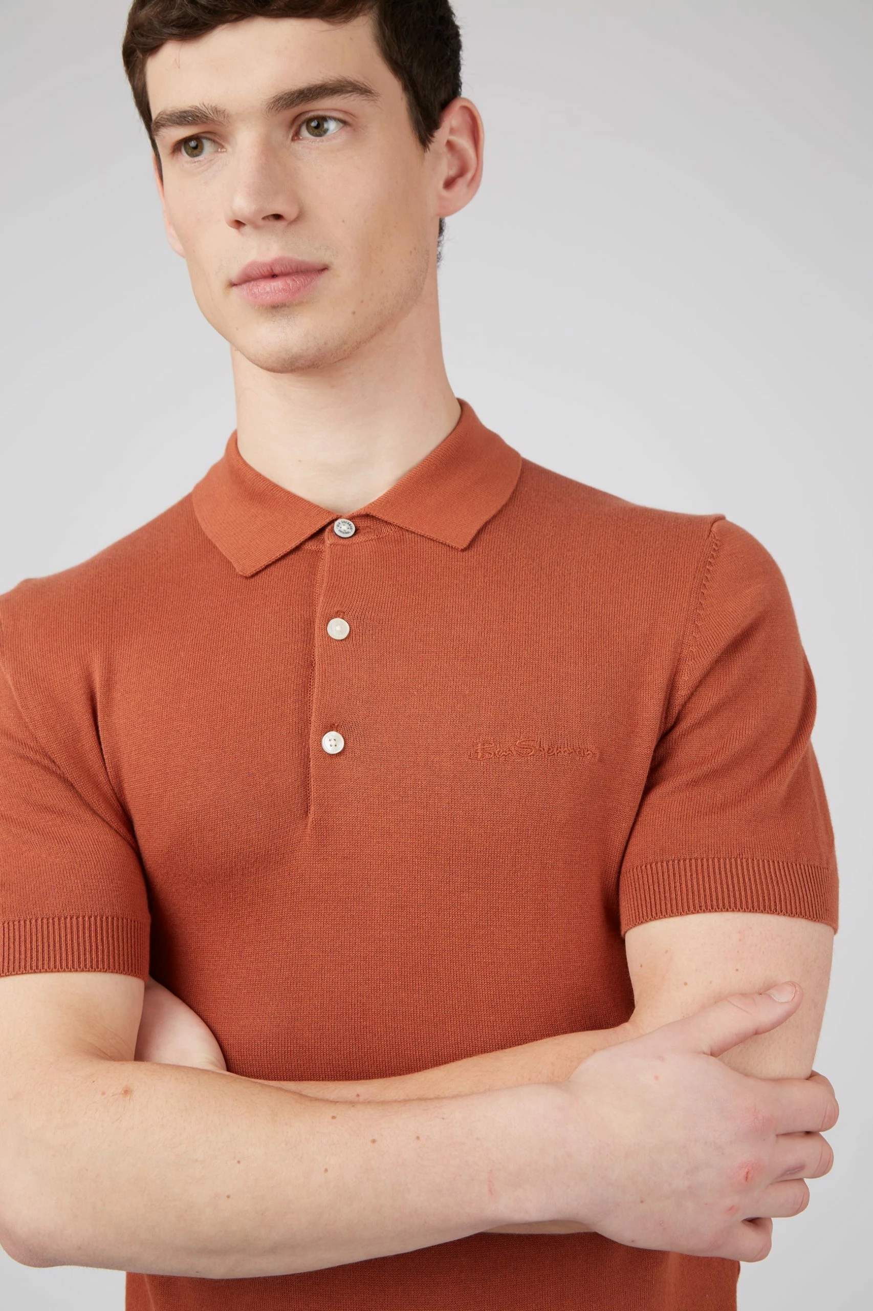 Short-Sleeve Signature Knit Polo - Light Brick 2 Short-Sleeve Signature Knit Polo - Light Brick - Image 2