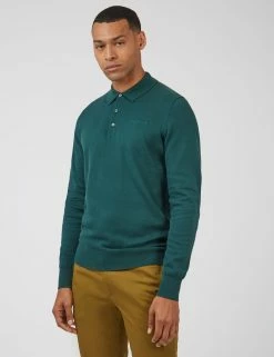 Signature Long-Sleeve Knit Polo - Ocean Green