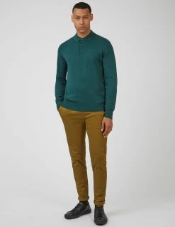 Signature Long-Sleeve Knit Polo - Ocean Green -clothing Shop 0063353 700 B scaled