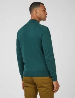 Signature Long-Sleeve Knit Polo - Ocean Green -clothing Shop 0063353 700 C scaled