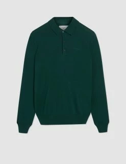 Signature Long-Sleeve Knit Polo - Ocean Green -clothing Shop 0063353 700 F