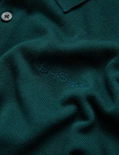 Signature Long-Sleeve Knit Polo - Ocean Green -clothing Shop 0063353 700 G scaled