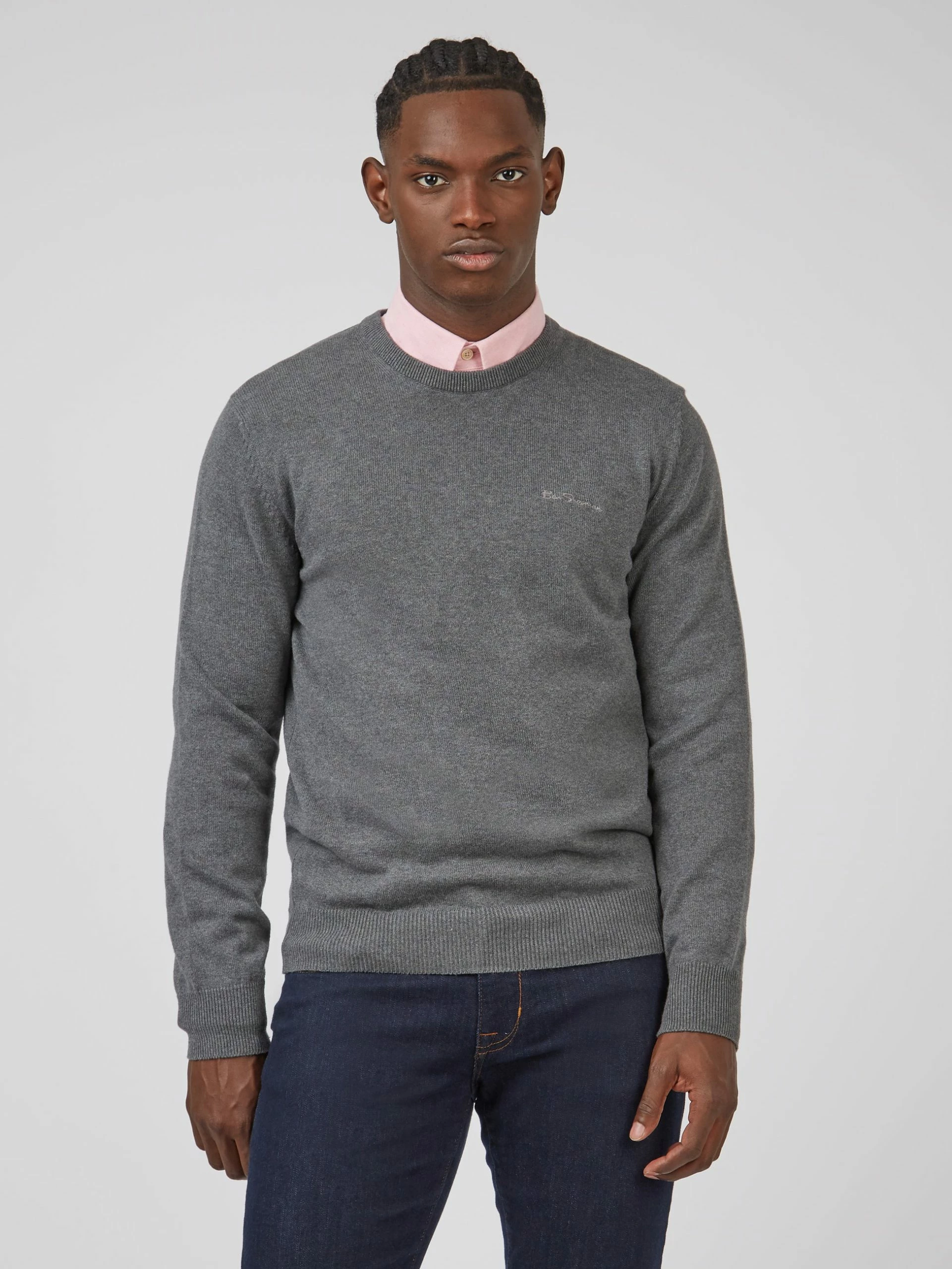 Signature Knit Crewneck Sweater - Charcoal 3 Signature Knit Crewneck Sweater - Charcoal - Image 3