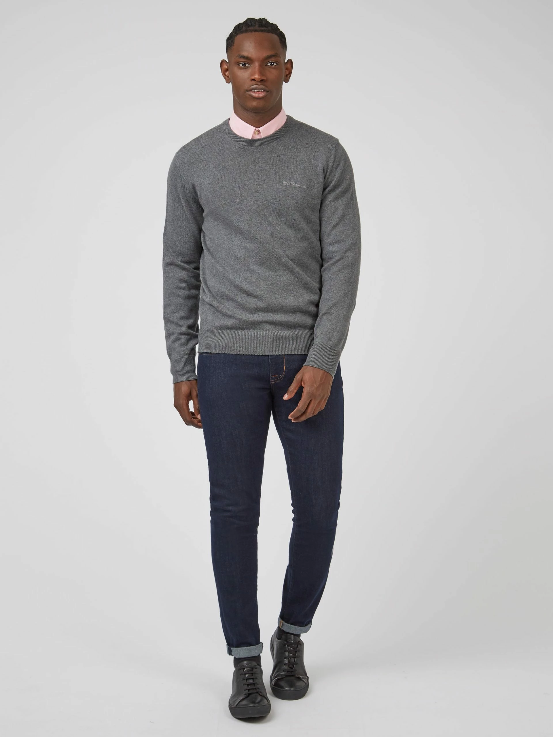 Signature Knit Crewneck Sweater - Charcoal 8 Signature Knit Crewneck Sweater - Charcoal - Image 8