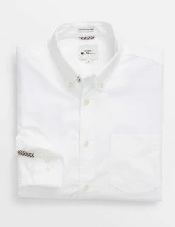 Signature Organic Long-Sleeve Oxford Shirt - White -clothing Shop 0065094 010 NOTAB