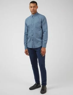 Signature Organic Long-Sleeve Oxford Shirt - Dark Blue -clothing Shop 0065094 026 B azjleg scaled