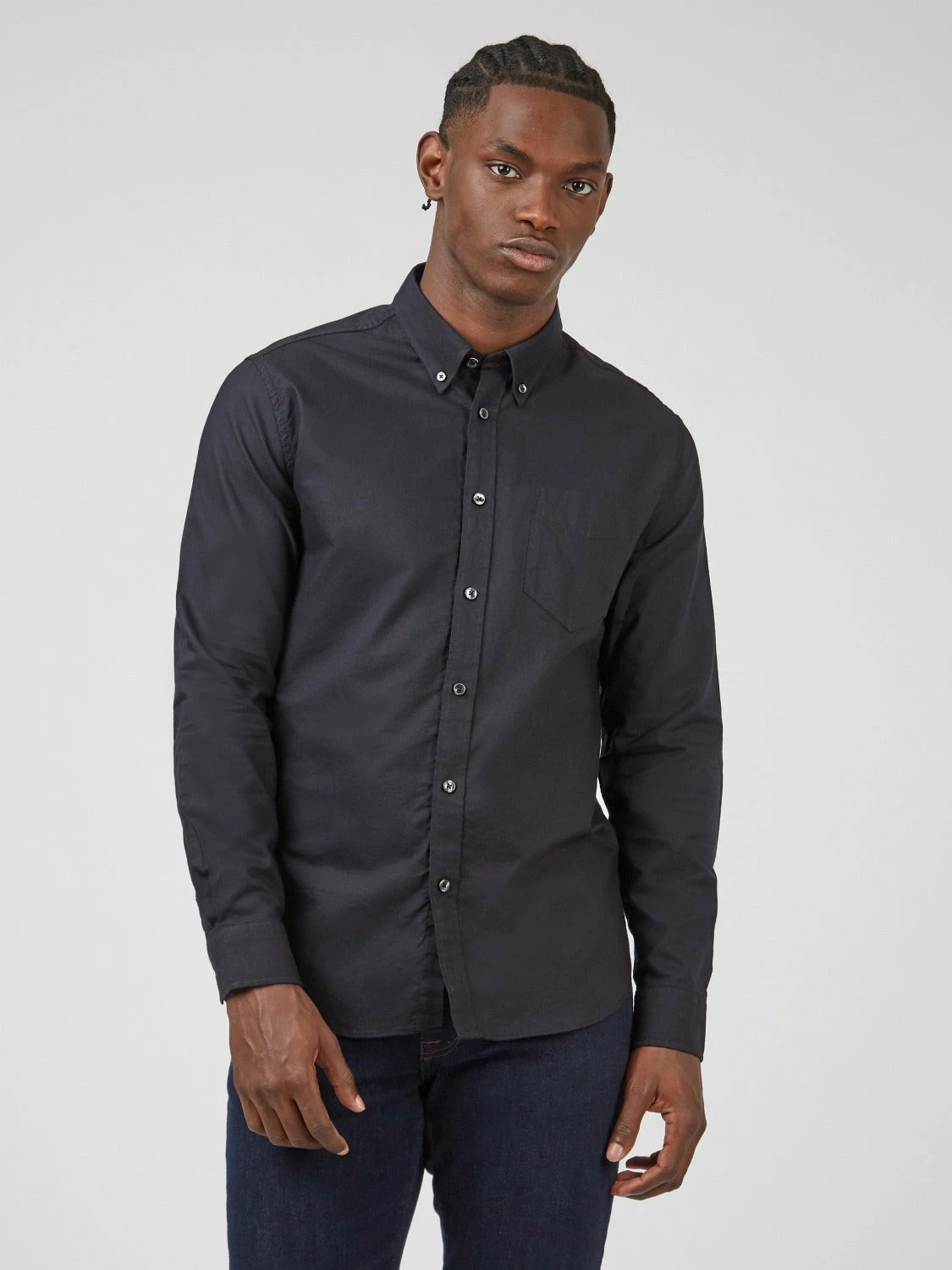 Signature Organic Long-Sleeve Oxford Shirt - Barely Black 2 Signature Organic Long-Sleeve Oxford Shirt - Barely Black - Image 2