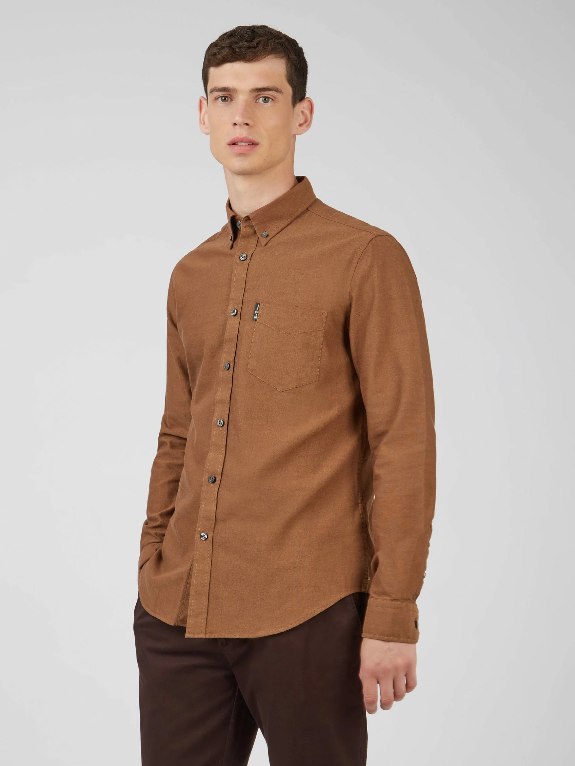 Signature Organic Long-Sleeve Oxford Shirt - Light Brown 1 Signature Organic Long-Sleeve Oxford Shirt - Light Brown