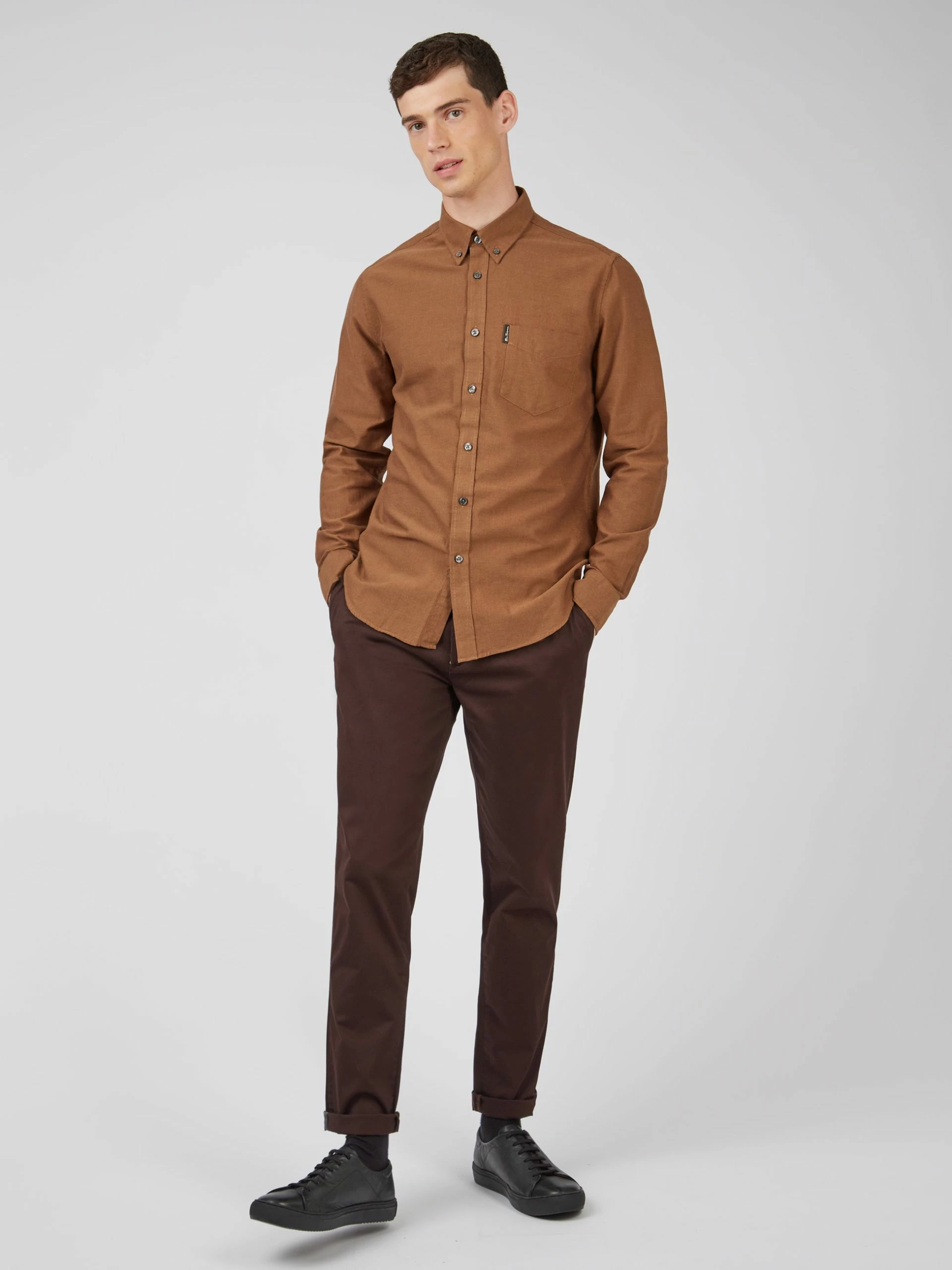Signature Organic Long-Sleeve Oxford Shirt - Light Brown 5 Signature Organic Long-Sleeve Oxford Shirt - Light Brown - Image 5
