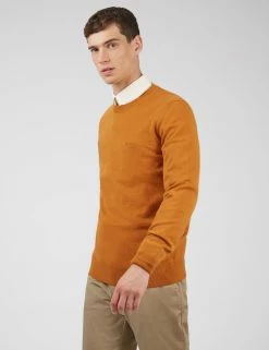 Signature Knit Crewneck Sweater - Ochre -clothing Shop 0066549 057 A scaled