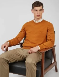 Signature Knit Crewneck Sweater - Ochre -clothing Shop 0066549 057 C scaled