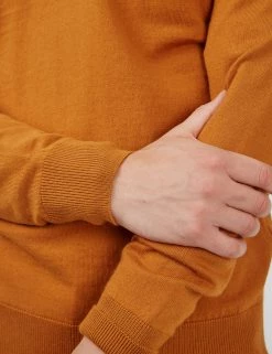 Signature Knit Crewneck Sweater - Ochre -clothing Shop 0066549 057 H scaled