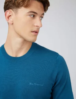 Signature Knit Crewneck Sweater - Dark Teal -clothing Shop 0066549 541 E scaled