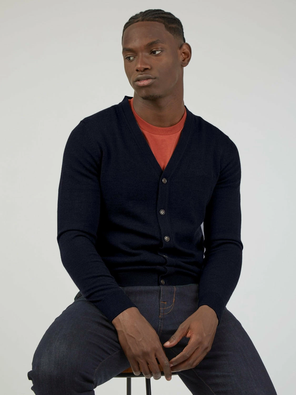 Signature Knit Cardigan Sweater - Navy 1 Signature Knit Cardigan Sweater - Navy