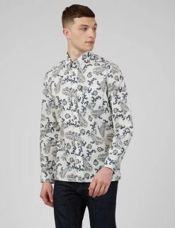 Large Paisley Print Long-Sleeve Shirt - Snow White