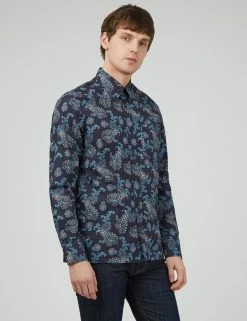 Large Paisley Print Long-Sleeve Shirt - Marine