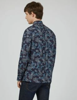 Large Paisley Print Long-Sleeve Shirt - Marine -clothing Shop 0066687 035 C scaled