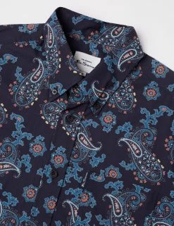 Large Paisley Print Long-Sleeve Shirt - Marine -clothing Shop 0066687 035 E scaled