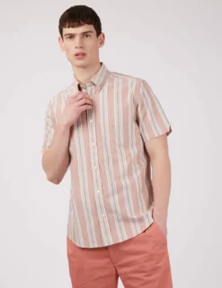 Ivy Oxford Stripe Short-Sleeve Shirt - Dark Pink -clothing Shop 0066695C 530 A zw0as5 scaled