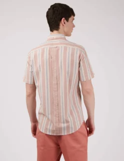 Ivy Oxford Stripe Short-Sleeve Shirt - Dark Pink -clothing Shop 0066695C 530 C scaled