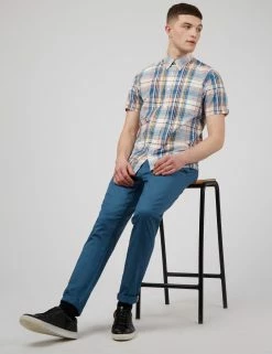 Large Madras Check Short-Sleeve Shirt - Blue Denim -clothing Shop 0066697 850 B zmgqsh scaled