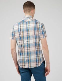 Large Madras Check Short-Sleeve Shirt - Blue Denim -clothing Shop 0066697 850 C scaled