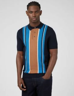 Iconic Vertical Stripe Mod Knit Polo - Dark Navy