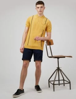 Minimal Mod Knit Striped Polo - Butterscotch -clothing Shop 0066862 452 B scaled
