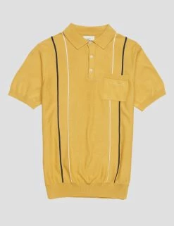 Minimal Mod Knit Striped Polo - Butterscotch